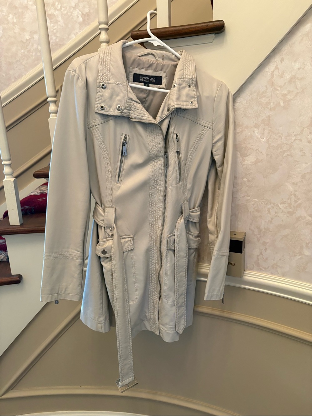 Kenneth Cole Reaction Women's Light Beige Belted Trench Coat
